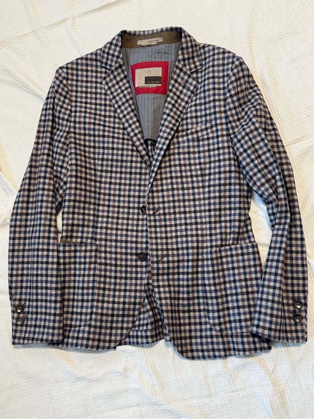 Futuro made in Italy Men's Checked Blazer - Blue & Gray